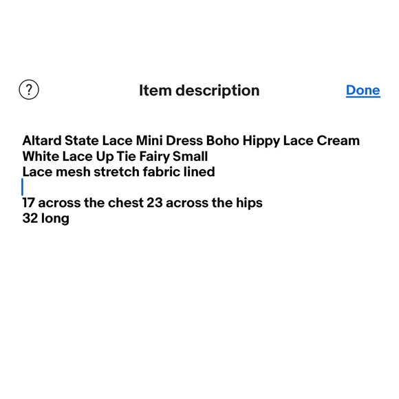 Lace Mini‎ Dress Beach Boho Hippie Babydoll White Lace Up Coquette Fairy Small - Picture 6 of 6